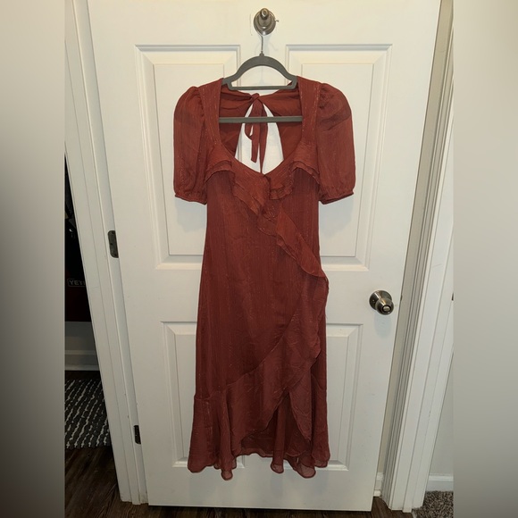 Charles Henry Ruffle Midi Dress in Mauve - XS - Picture 6 of 10